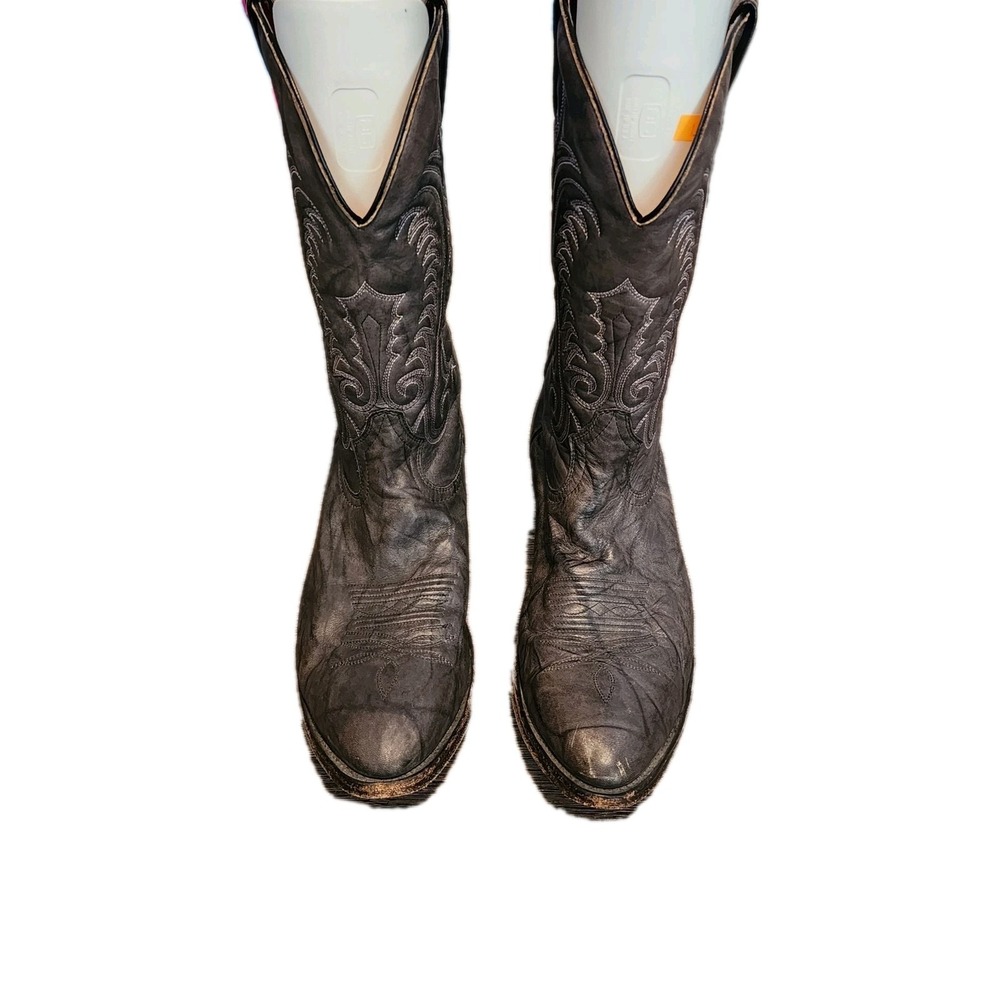 Boulet Canada Mens 10.5 Grey Charcoal Leather Cowboy Boots Western Rodeo 6132